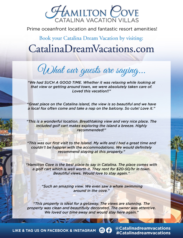 Hamilton Cove - Catalina Dream Vacations testimonials